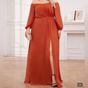 SHEIN Strapless Rust Dress